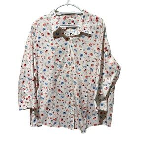 L.L. Bean 3X Floral Top with Red and Blue size 3X